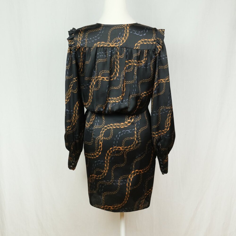 L'Academie Joyce Mini Dress Chain Print Black Size XS  Fashionable Party Look - Picture 9 of 12